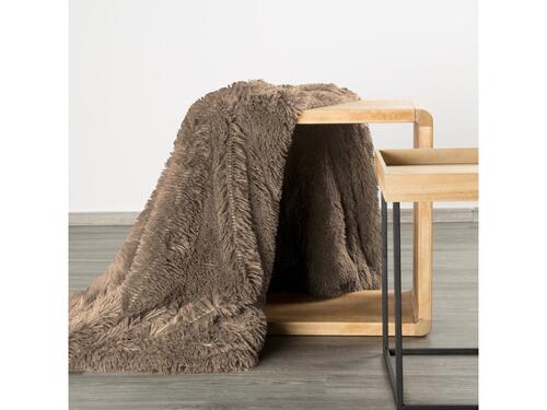 Jemná chlpatá deka s vysokým vlasom - Tifany, tmavobéžová 70 x 160 cm